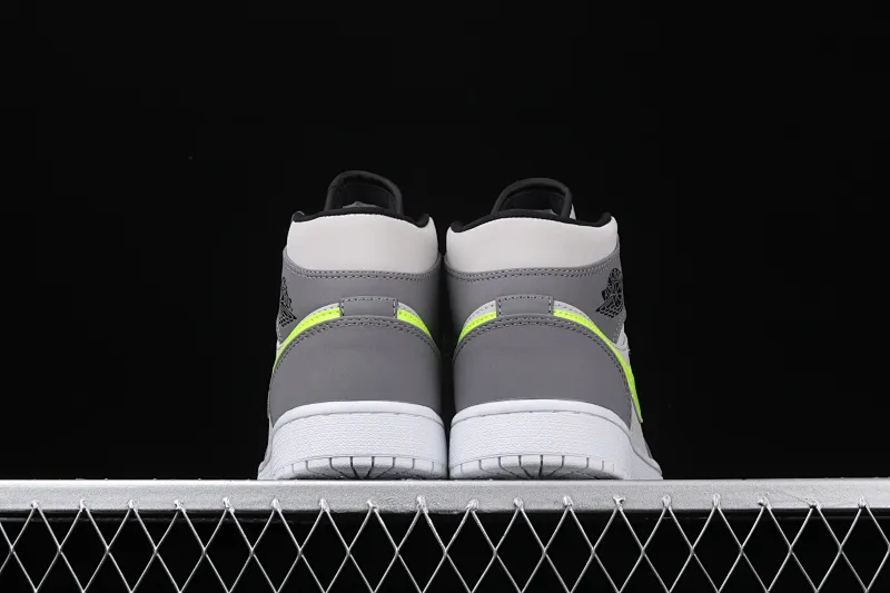 All categories Air Jordan Jordan series basketball shoes Air Jordan 1 Mid Air Jordan 1 Mid "Grey Volt" AJ1 Joe 1 neutral gray fluorescent yellow basketball shoes 554724-072